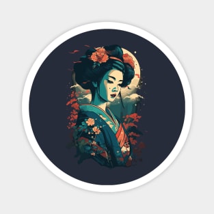 Tradicional Japanese Woman Geisha Magnet